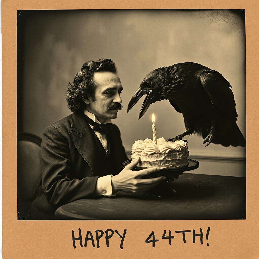 Edgar Allan Poe's 44th Birthday With a Raven