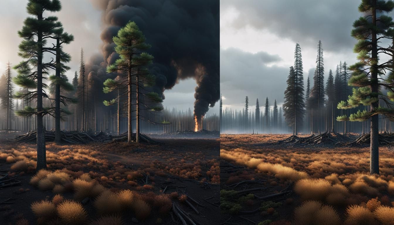 Contrasting Landscapes: Forest and Industrial Wasteland
