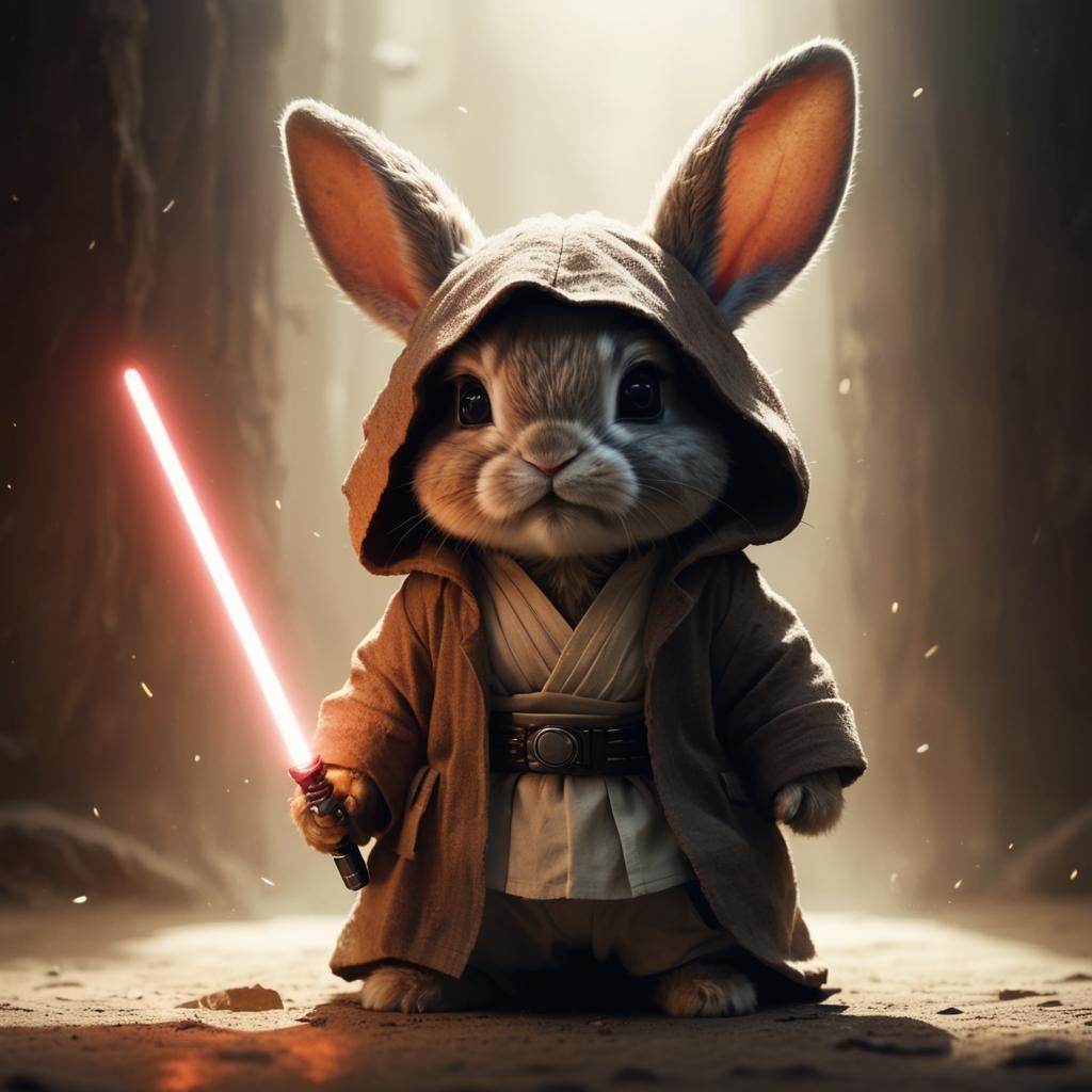Bunny Jedi Knight with Lightsaber