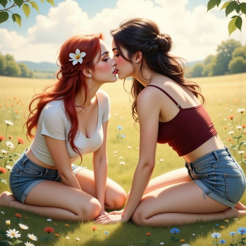 Two Women Share a Gentle, Intimate Moment