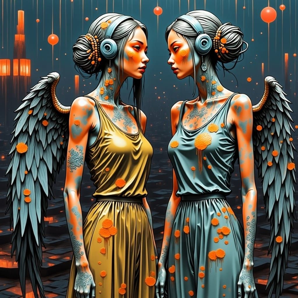 Angelic Glass Constructs in Junji Ito Style