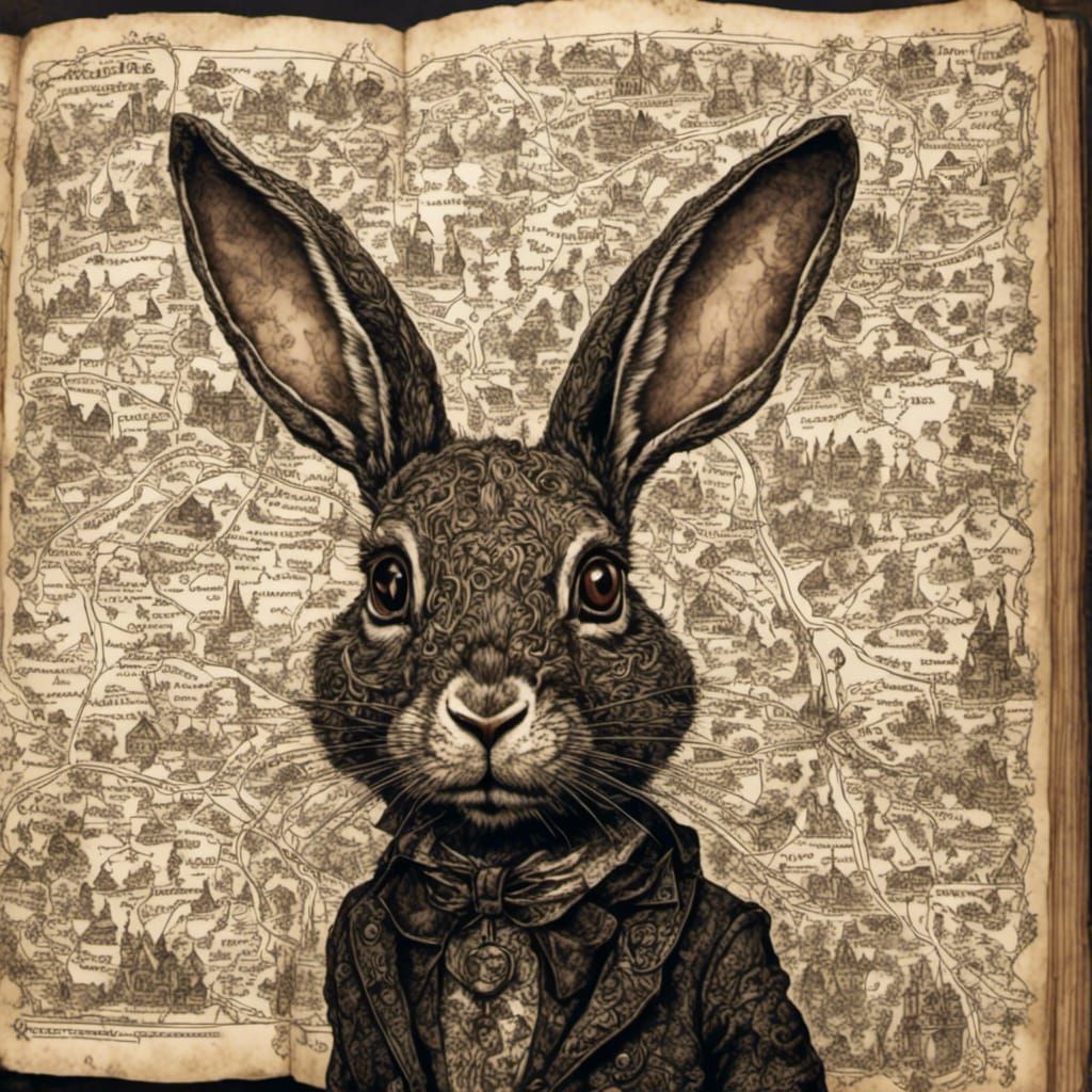 Gothic Rabbit Princess in Vorticist Style