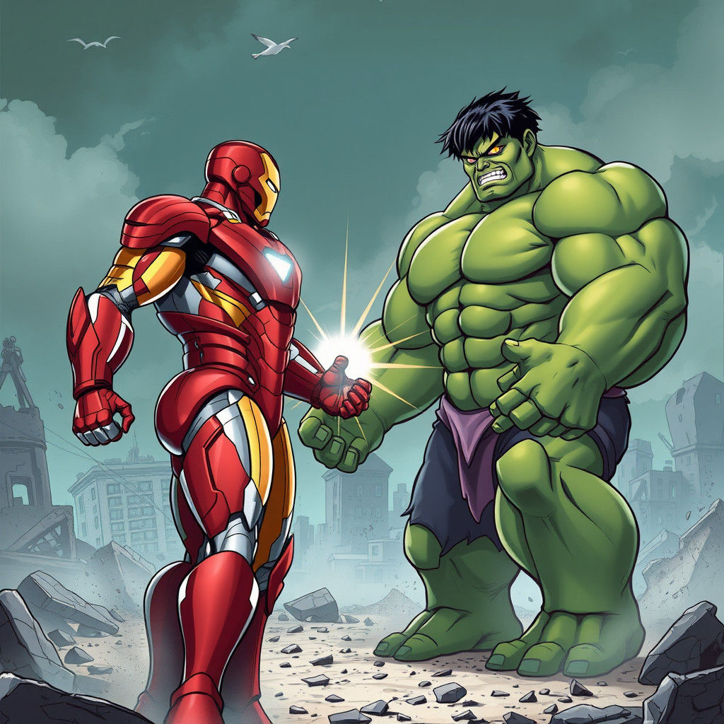 Iron Man vs. Hulk in Comic Book Style