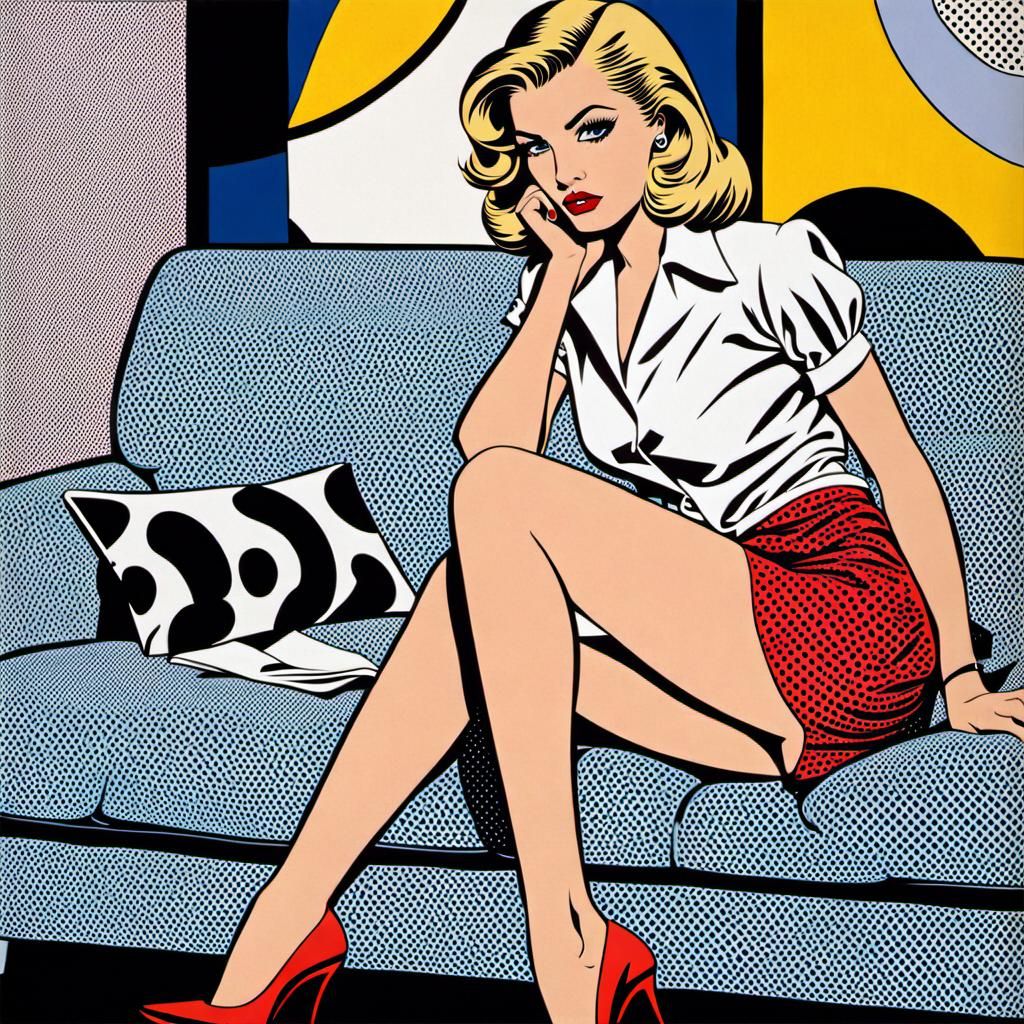 Dramatic Blonde in Roy Lichtenstein Pop Art Style