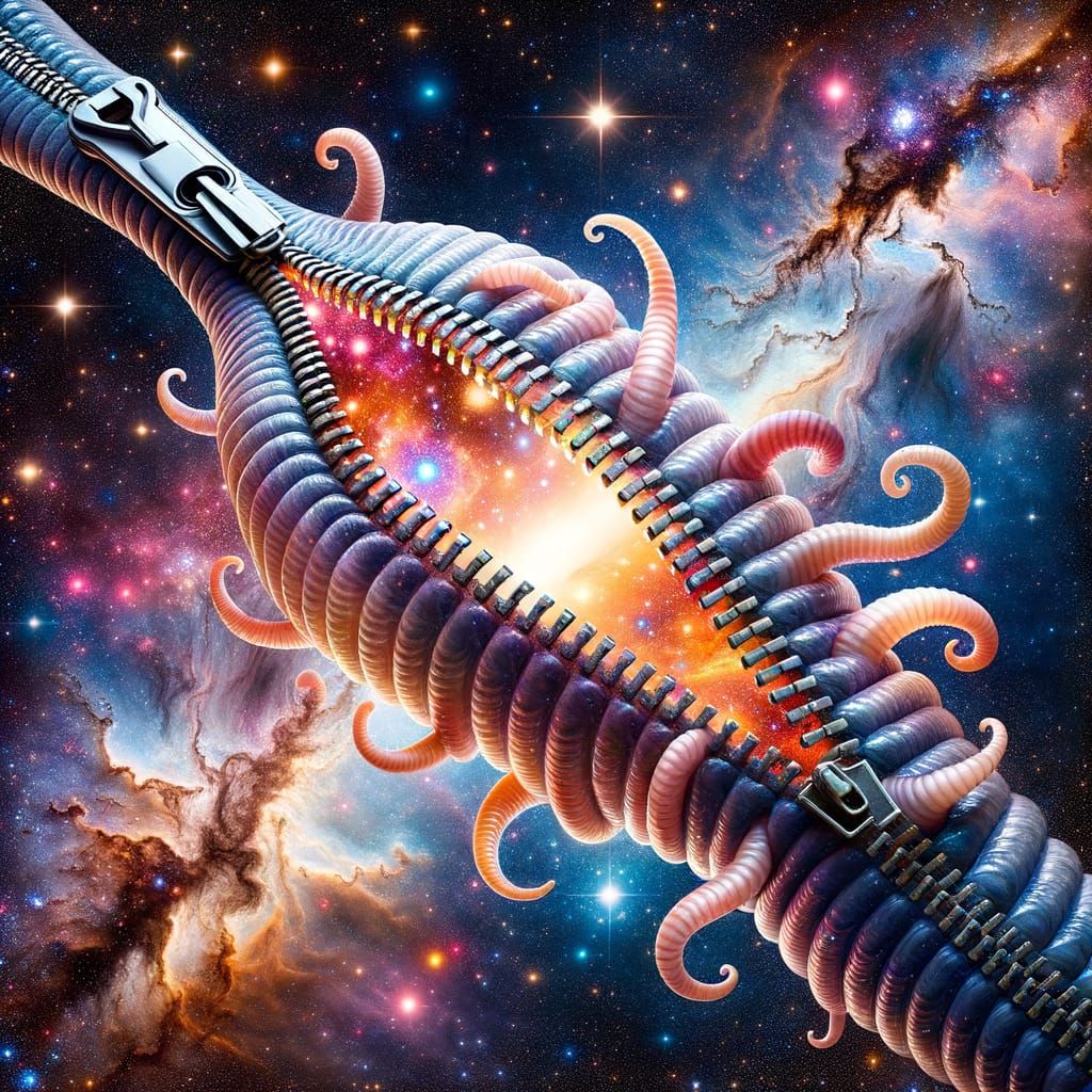 Hyperrealistic Zipper Unveiling a Celestial Wormhole