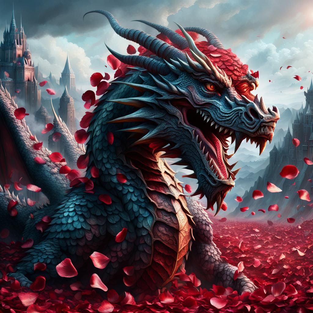 Rose Petal Dragon: Epic Digital Matte Painting