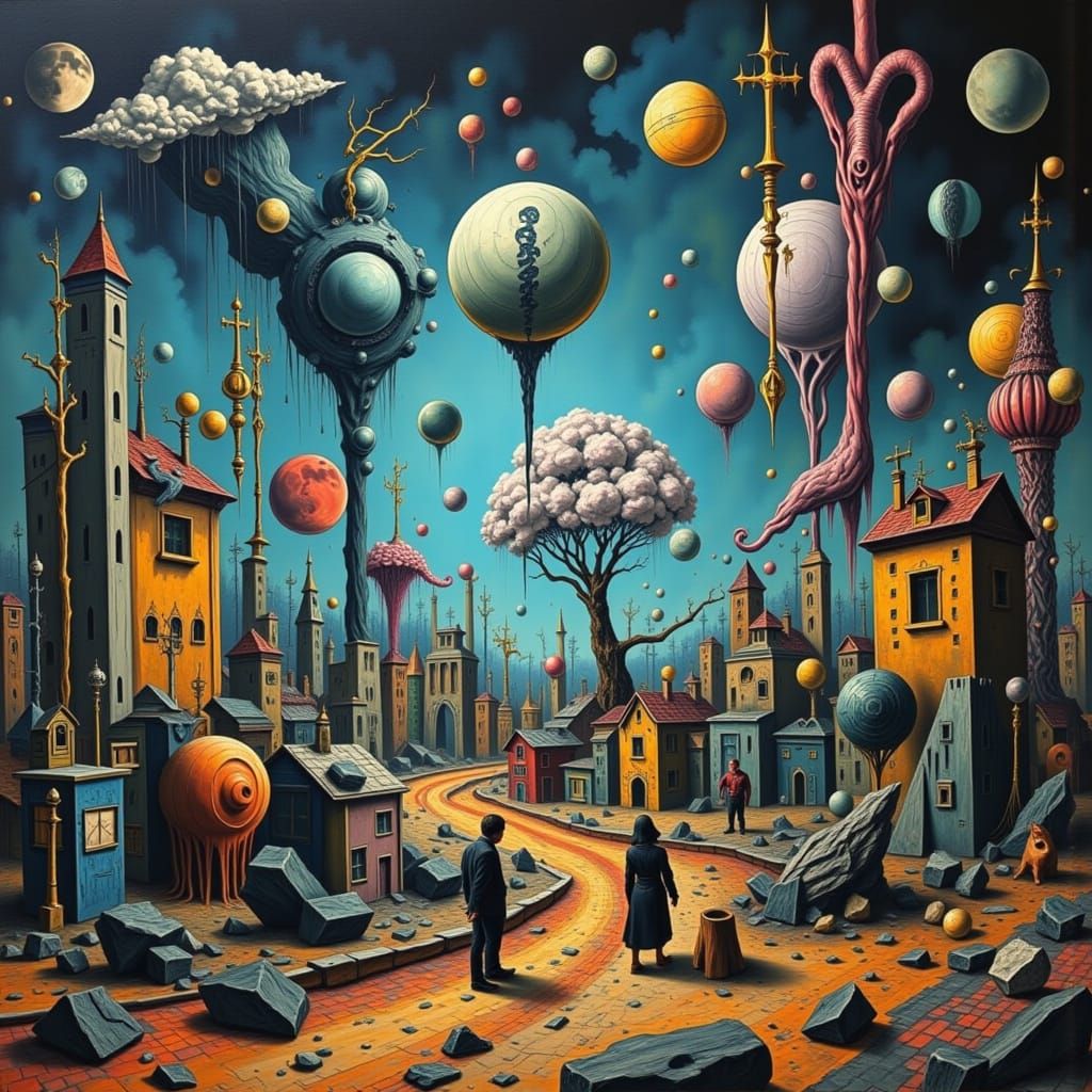 Surreal Townscape in Heavy Metal Style
