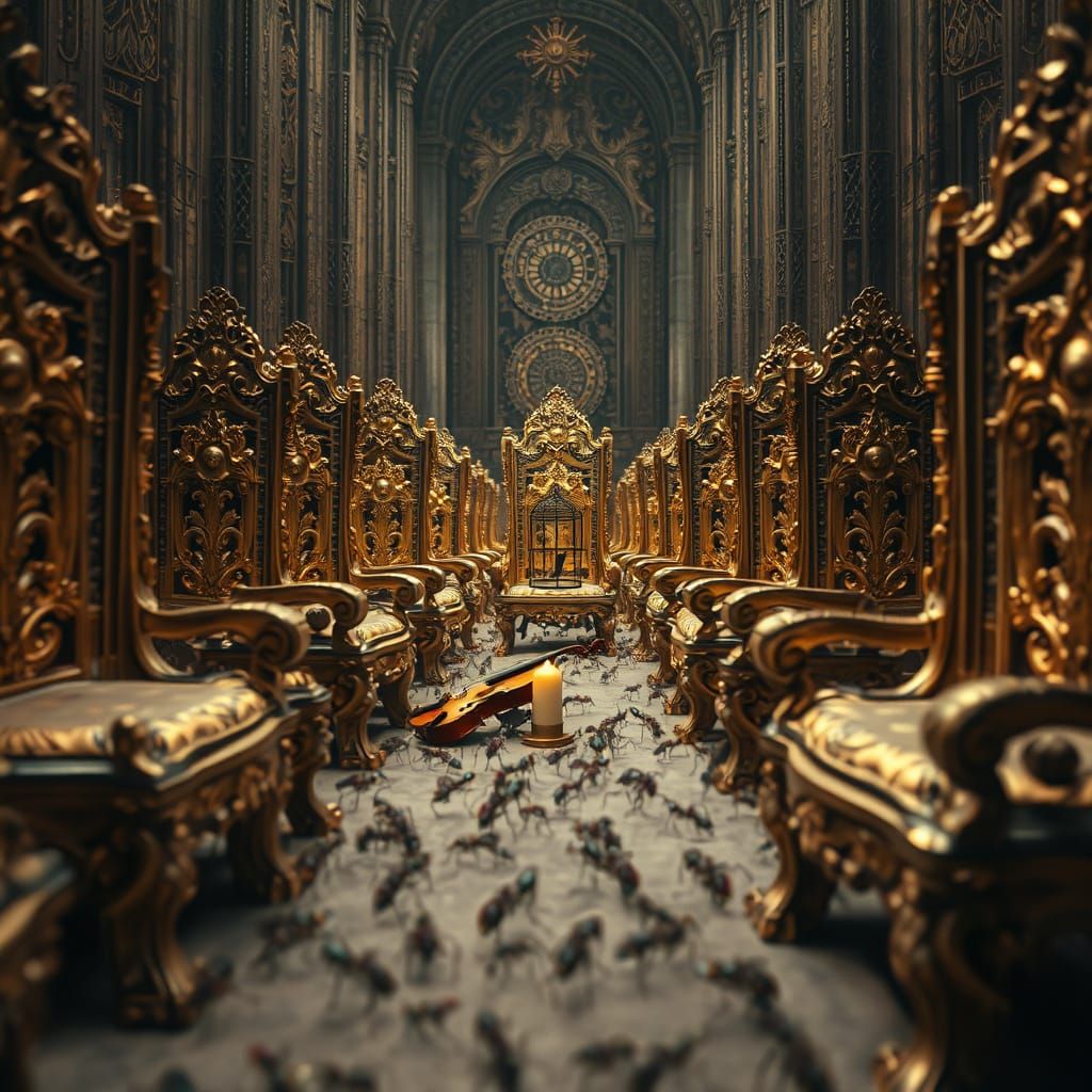 Endless Empty Thrones in a Surreal Dreamscape