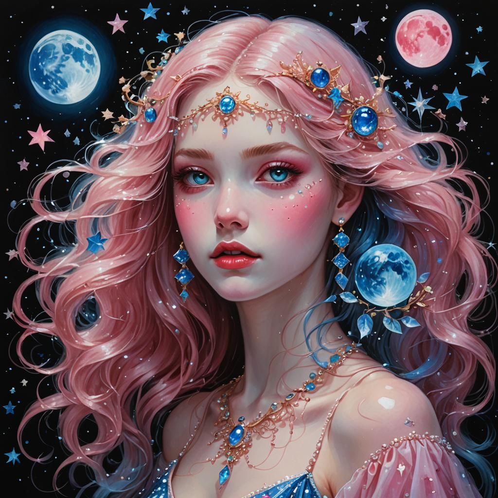 Fanciful Fairy in Pink Apple, Digital 3D Art