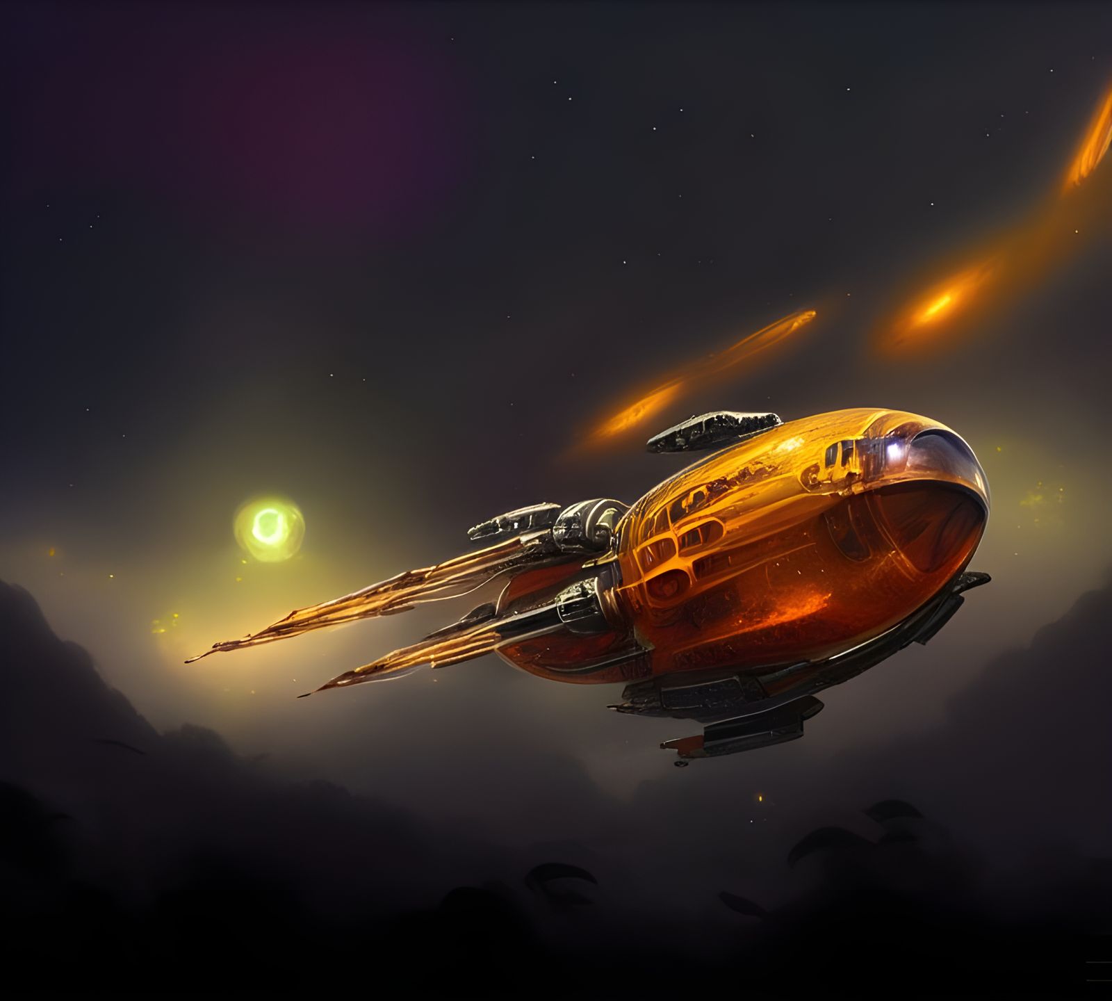 Honey-Dripping Spaceship in Space: Digital Matte Painting