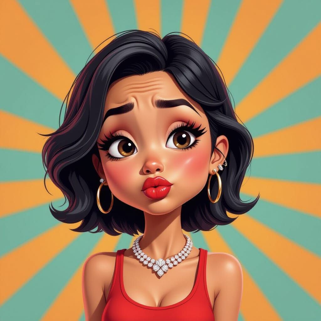 Cheeky Girl Caricature in 3D Render