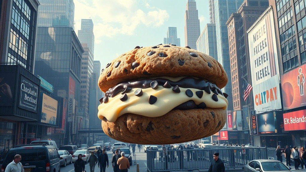 Giant Cookie Sandwich Invades City, Astral Illustration