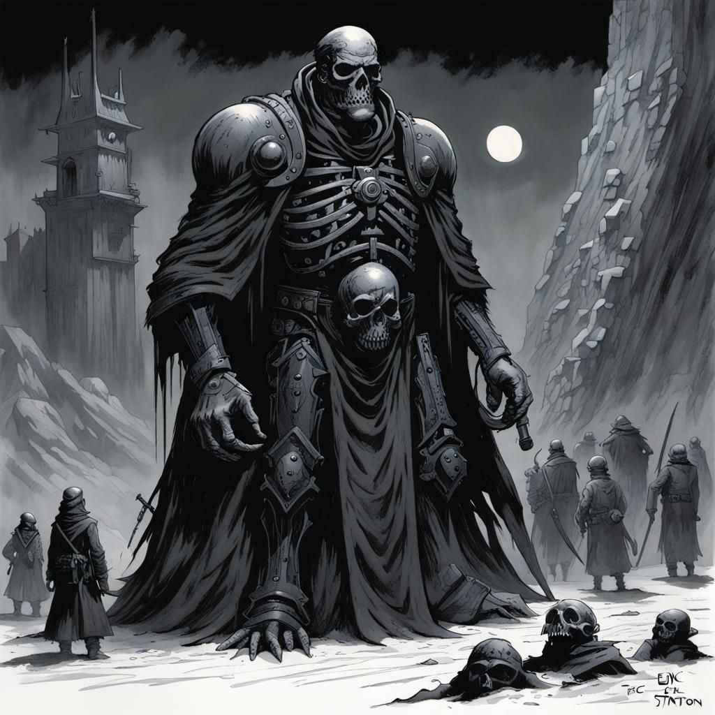 Grimdark Scene with Grotesque Figures