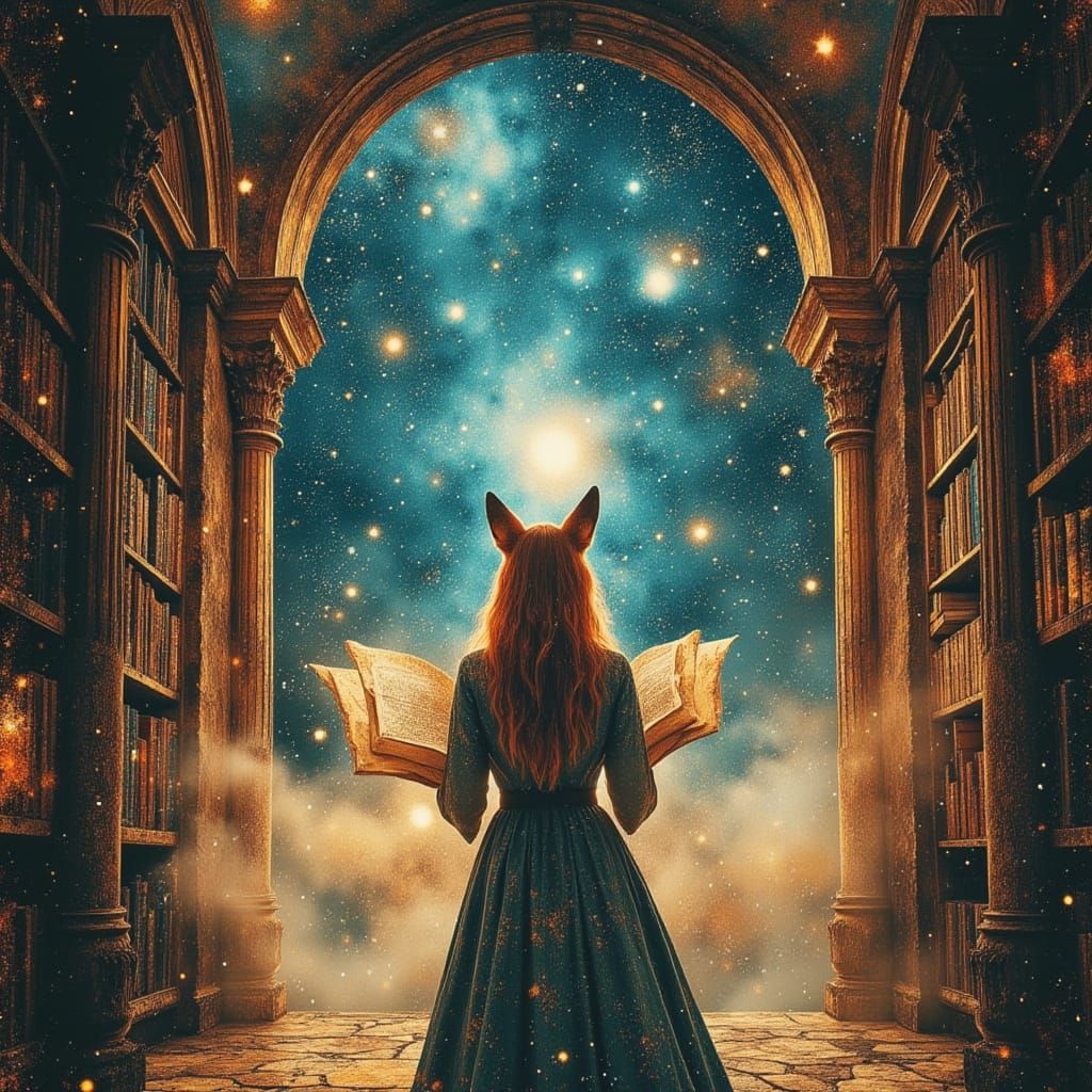 Celestial Cartographer Mapping Galaxies in Cosmic Surrealism