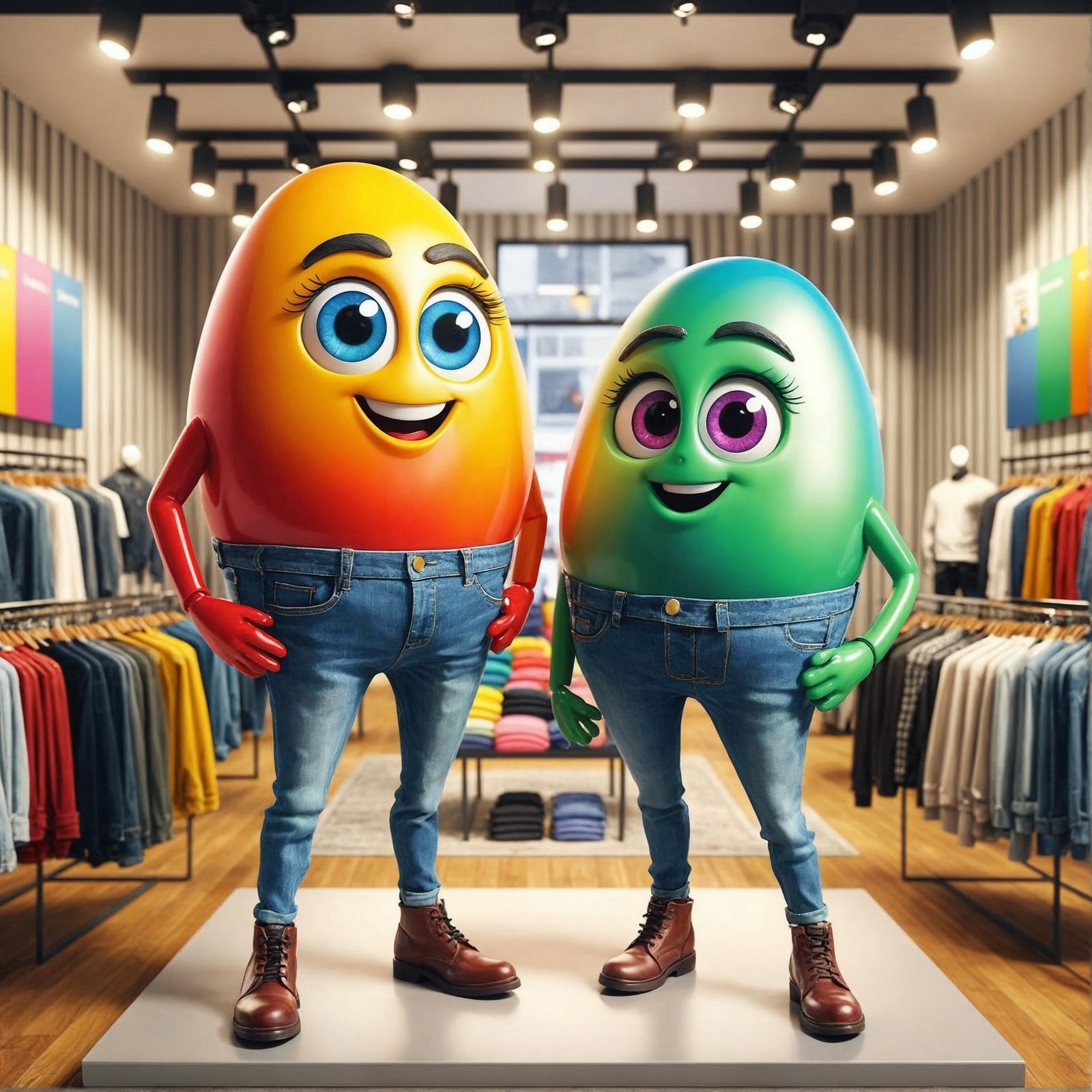 Anthropomorphic Jelly Beans in Jeans: Digital Rendering
