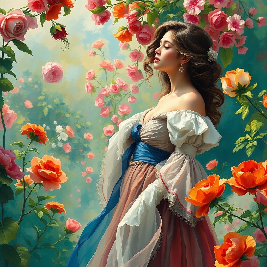 Romantic Love Declaration in Whimsical 19th-Century French G...