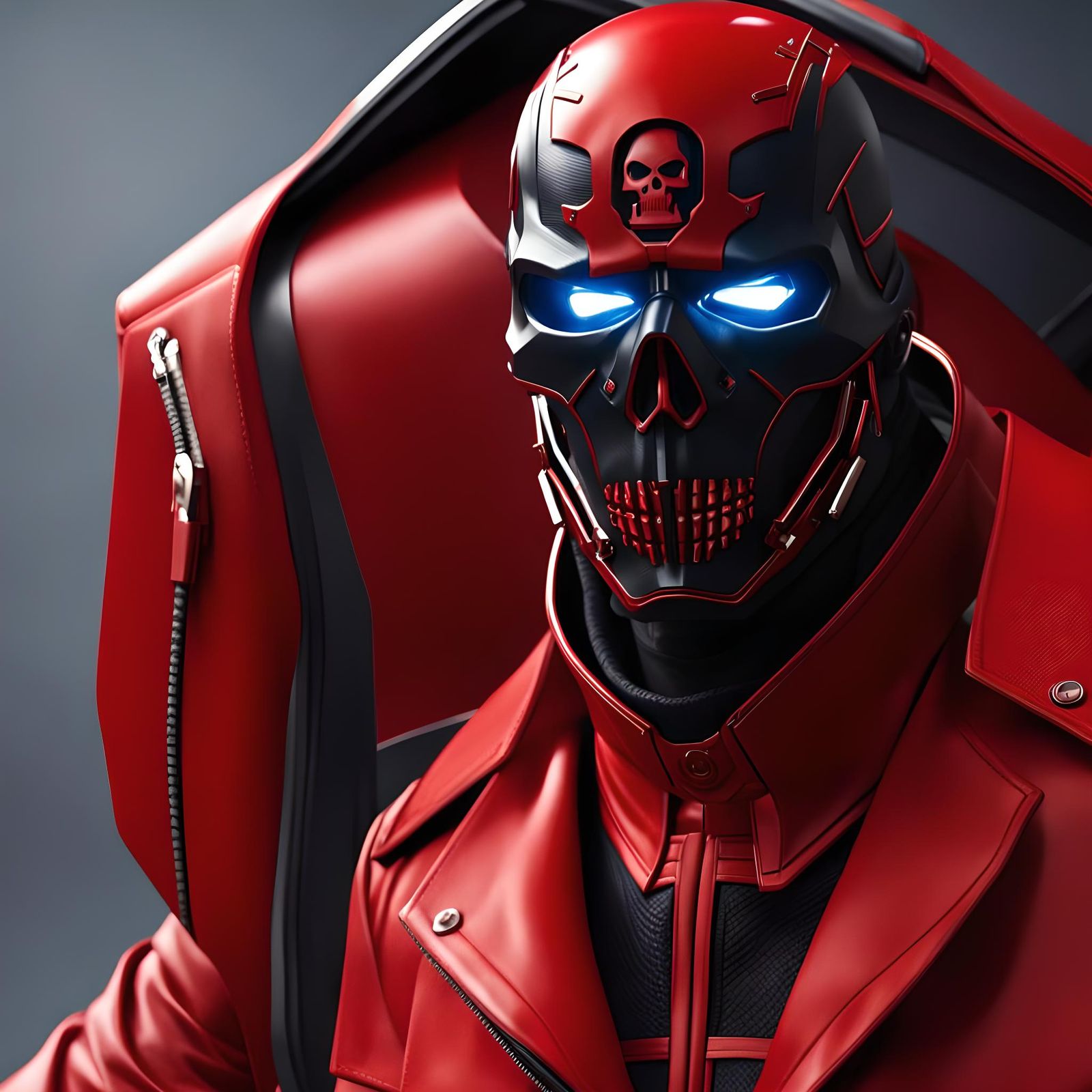 Red Skull in Futuristic Balenciaga, Hyperrealistic Digital A...