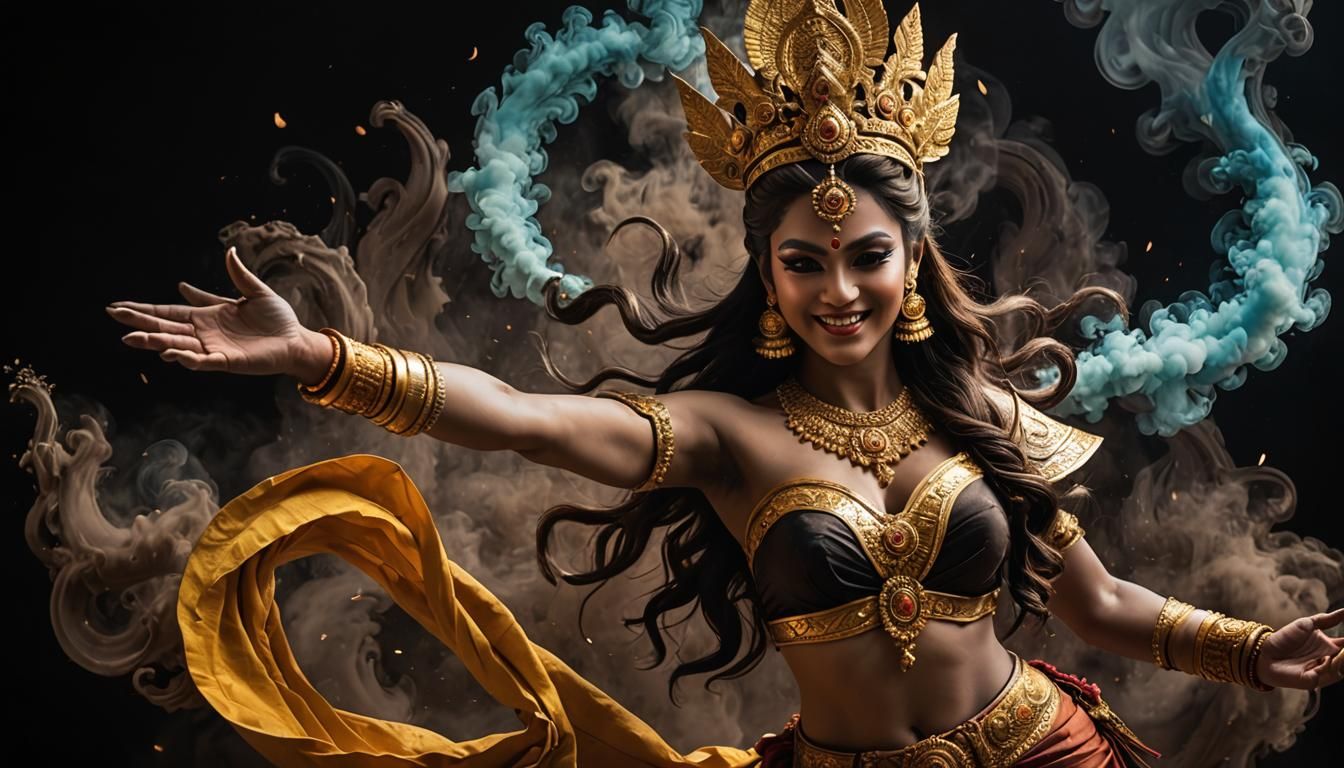 Celestial Apsara Goddess Dances on Chocolate, Hyperrealistic...
