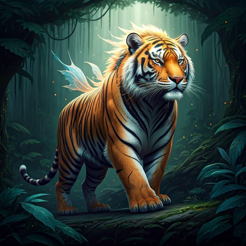 Surreal Tiger Emerge in Vibrant Xiaodi Jin-Inspired Jungle S...