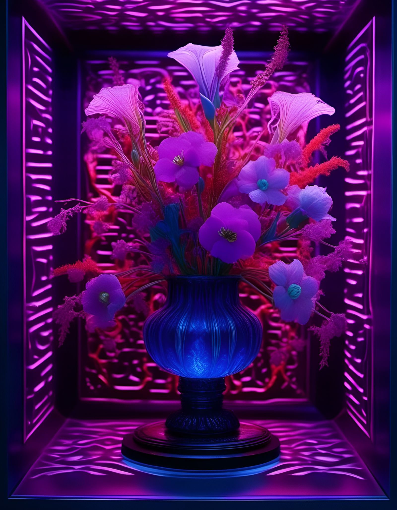 Botanical Still Life with Crystal Vase in Rococo Style