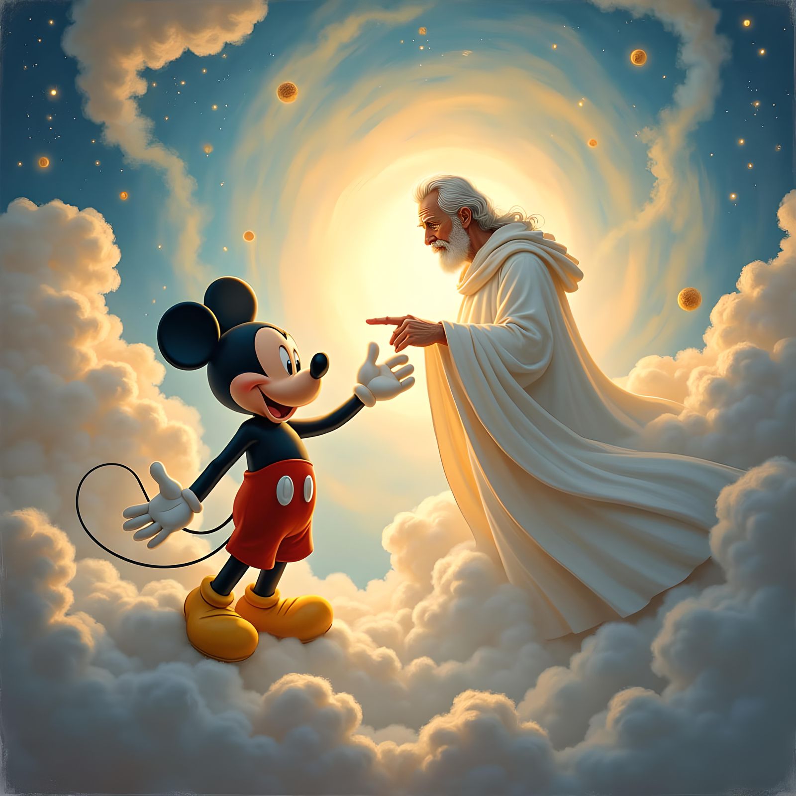 Mickey Mouse in the Creation of Adam Fresco