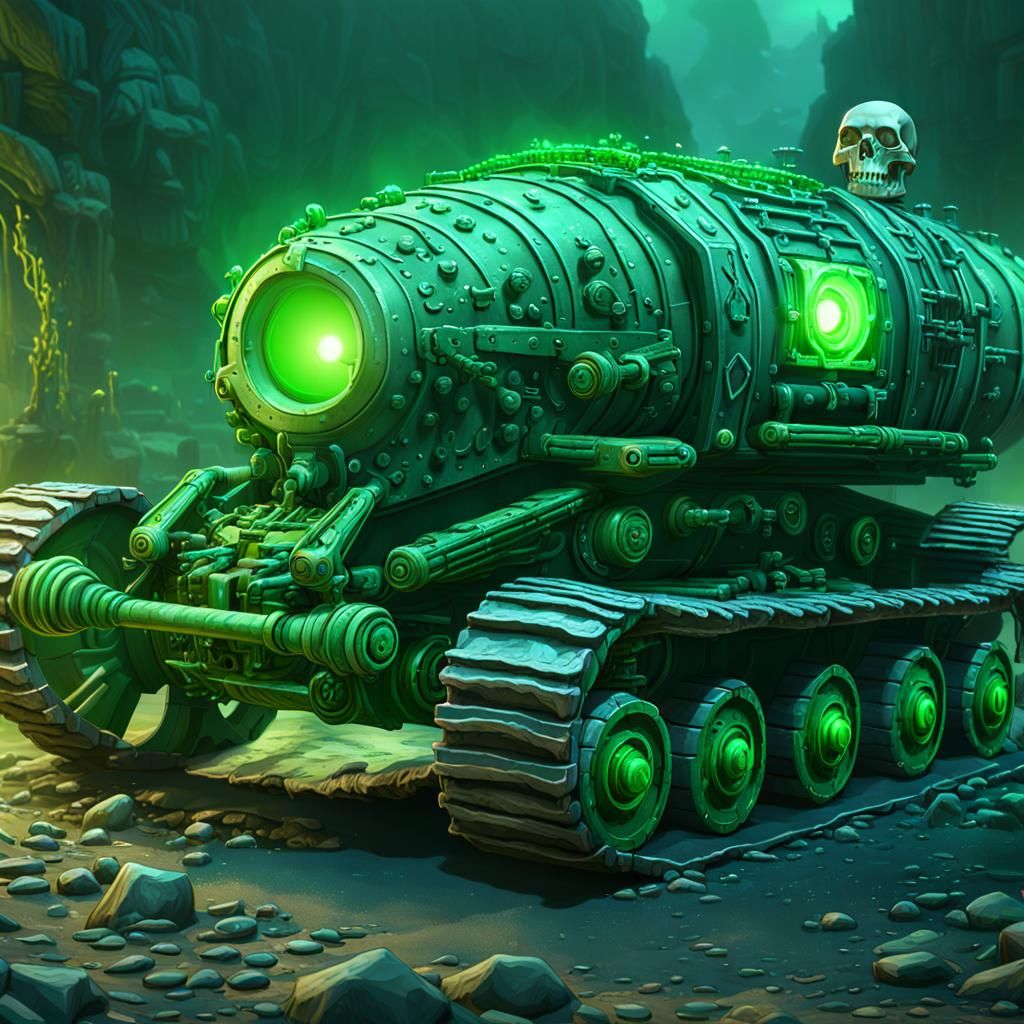 Skeleton Bone Tank with Glowing Green Cannon