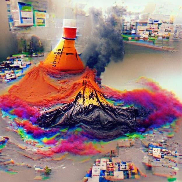 Chemical Volcano Eruption: A Surreal Landscape