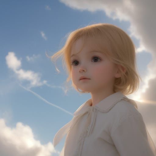 Little Boy's Heavenly Portrait in Soft Focus