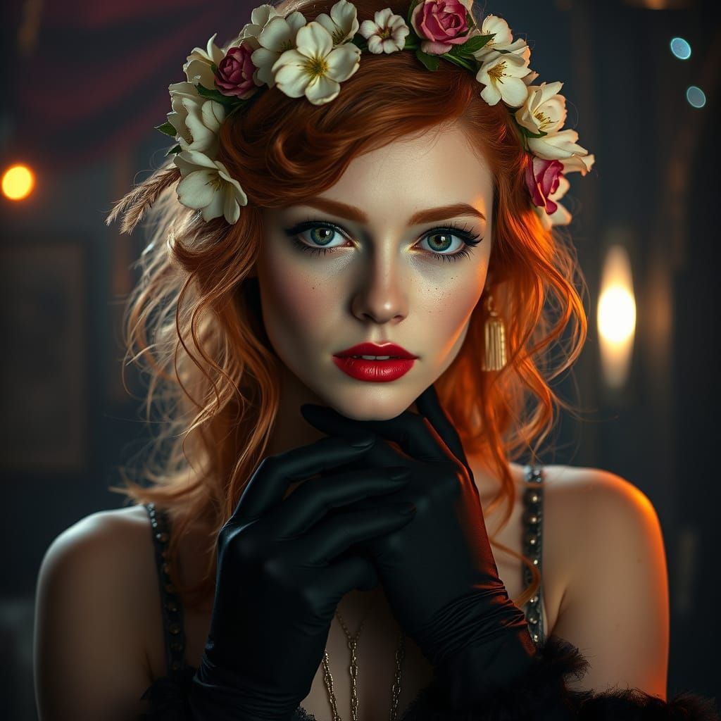 Sensual Vintage Goddess in Burlesque Attire