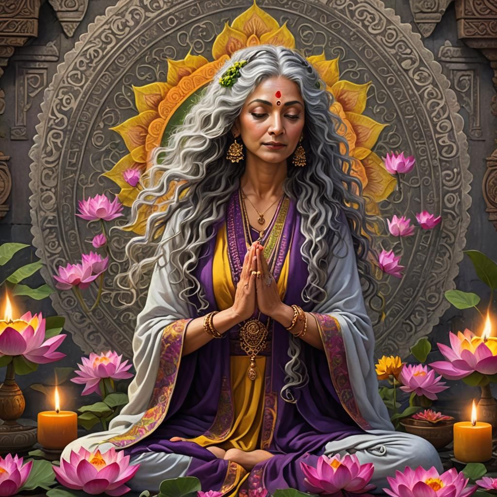 Mystical Yoga Goddess in India Temple Art