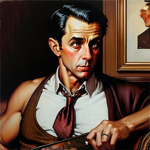 Sleazy Detective in Norman Rockwell Style