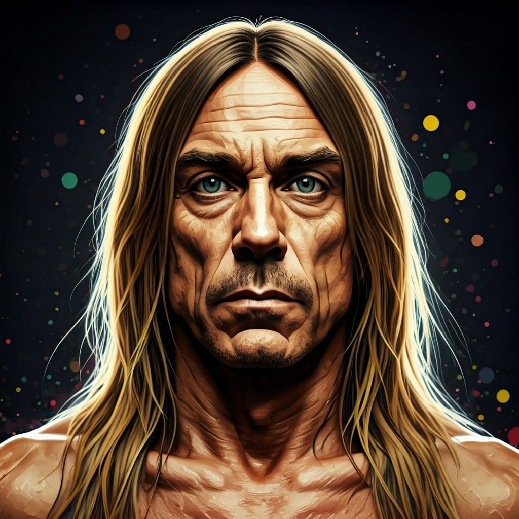 Iggy Pop Portrait in Graffiti Splash Art Style