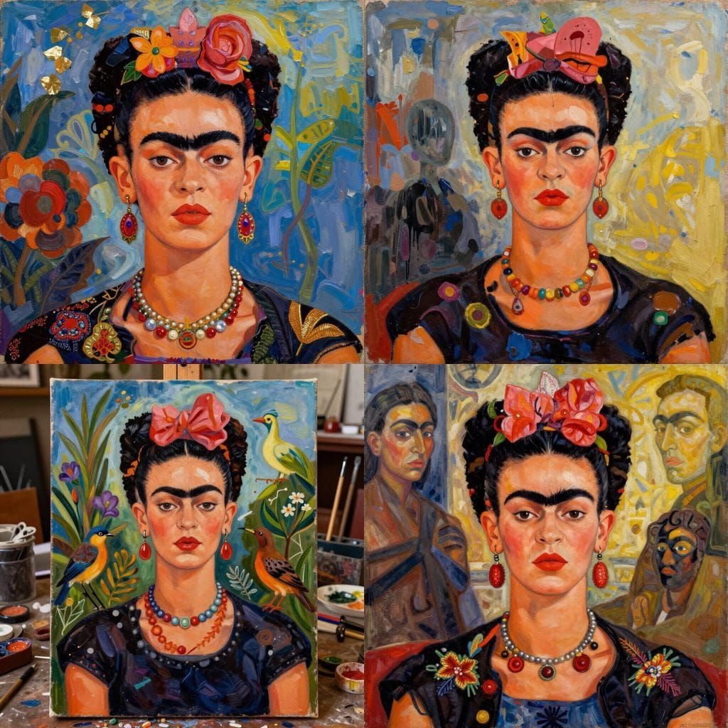 Surreal Self-Portrait in Mixed Media Style