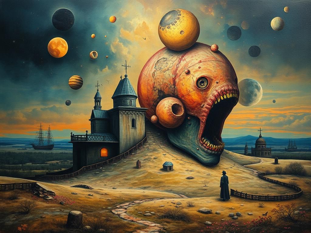 Surreal Masterpiece Illuminates Dark Surrealism in Intricate...