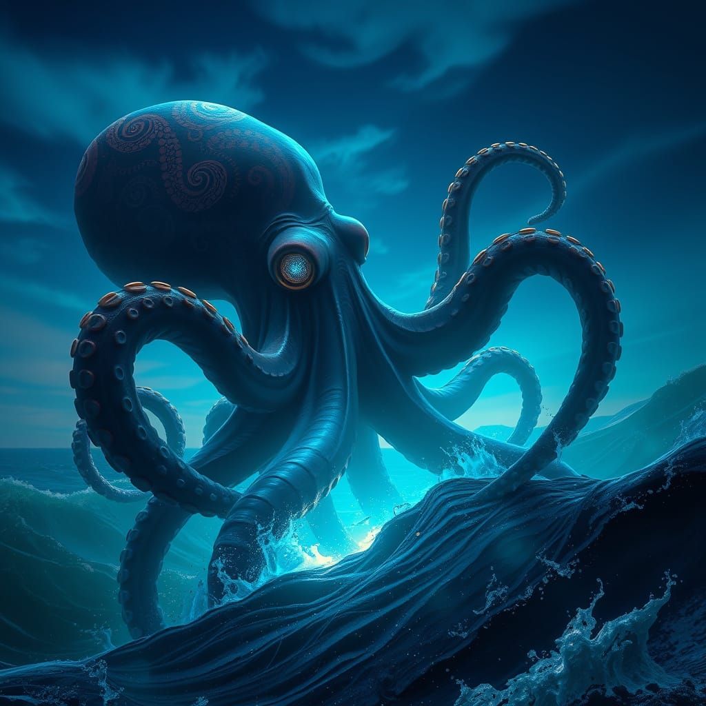 Majestic Sea Beast Rises from the Abyss in Futuristic Organi...