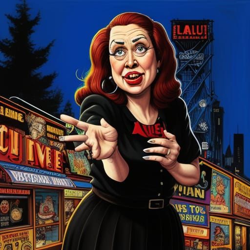 Humorous Woman in City, Vintage Pulp Comic Art