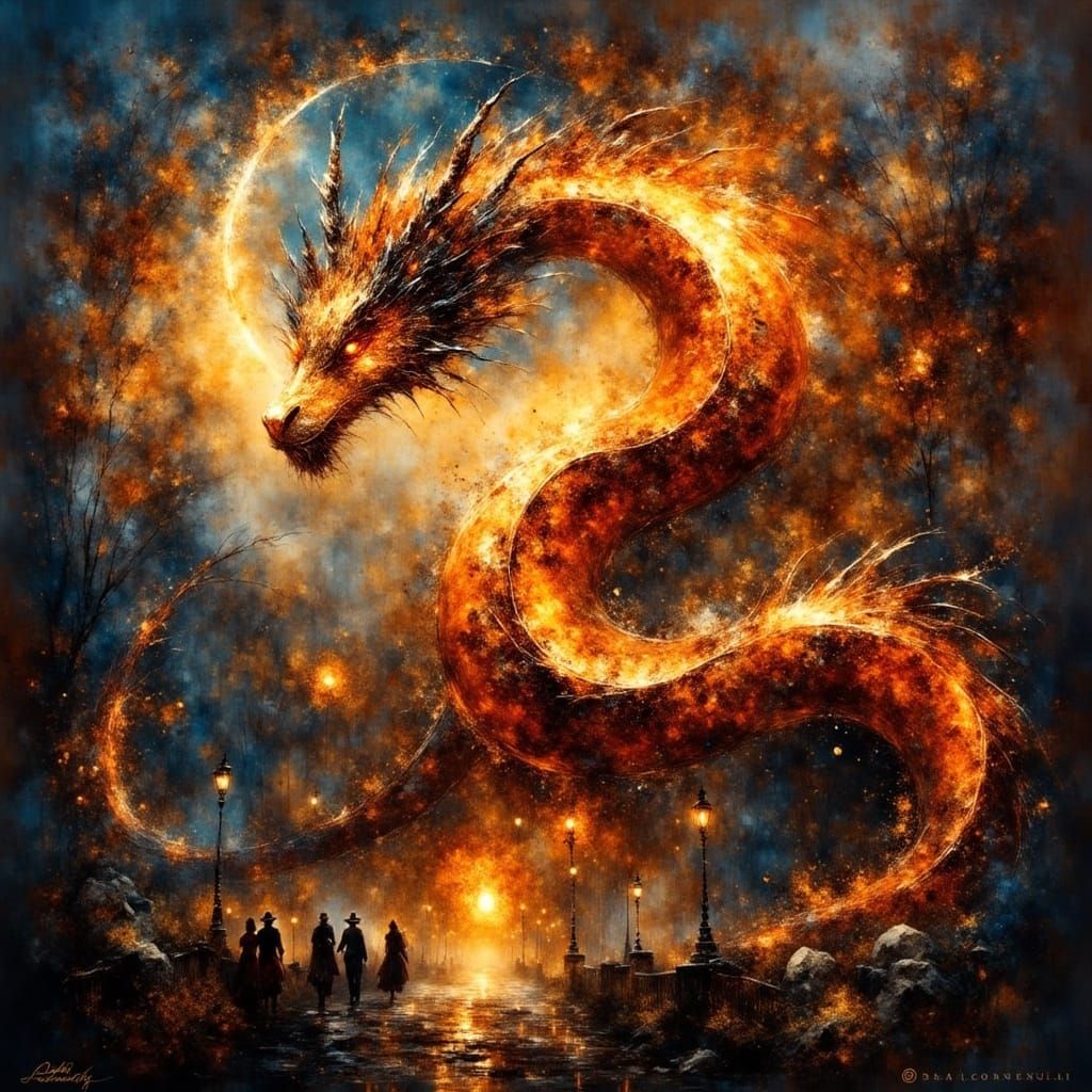 Ethereal Fire Dragon in a Flux of Flames