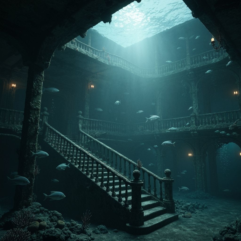 Titanic Ballroom Submerged: A Photorealistic Underwater Scen...