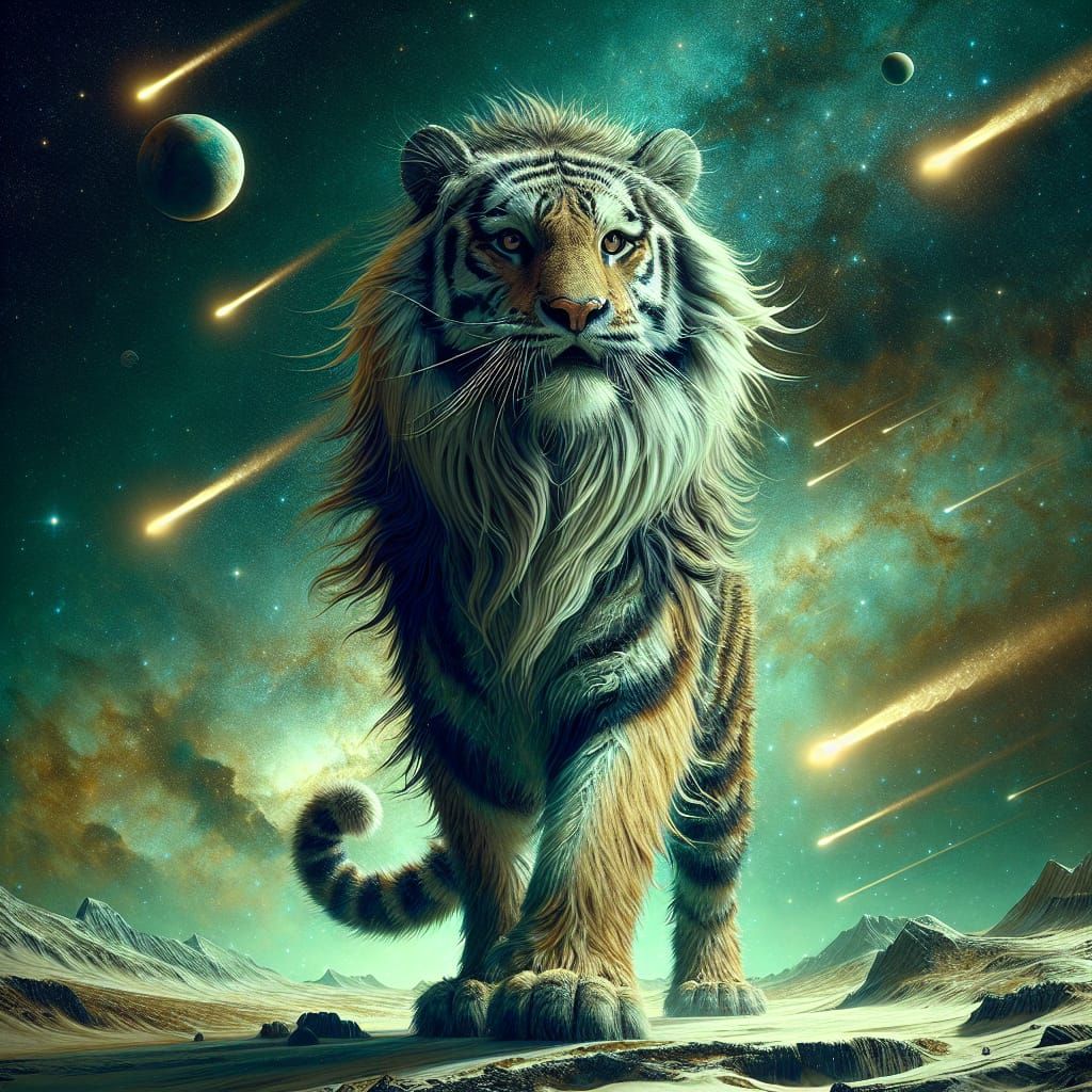 Majestic Space Tiger Guardian in Hyper-Realistic Detail