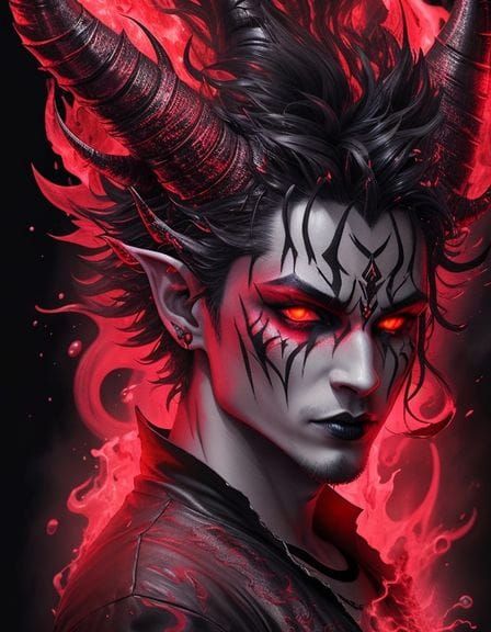 Detailed Demon Illustration in Dark Fantasy Style