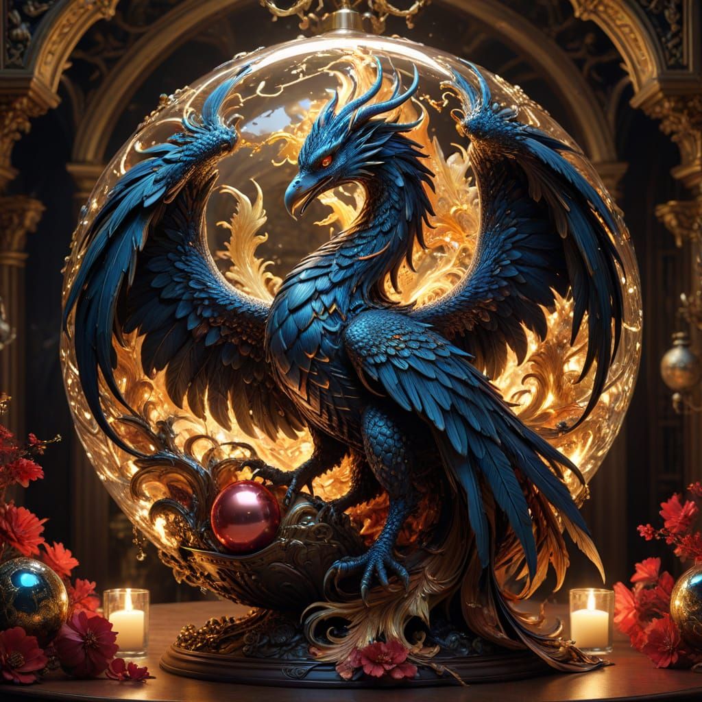 Mythical Creature at Lavish New Year's Ball in Baroque Style