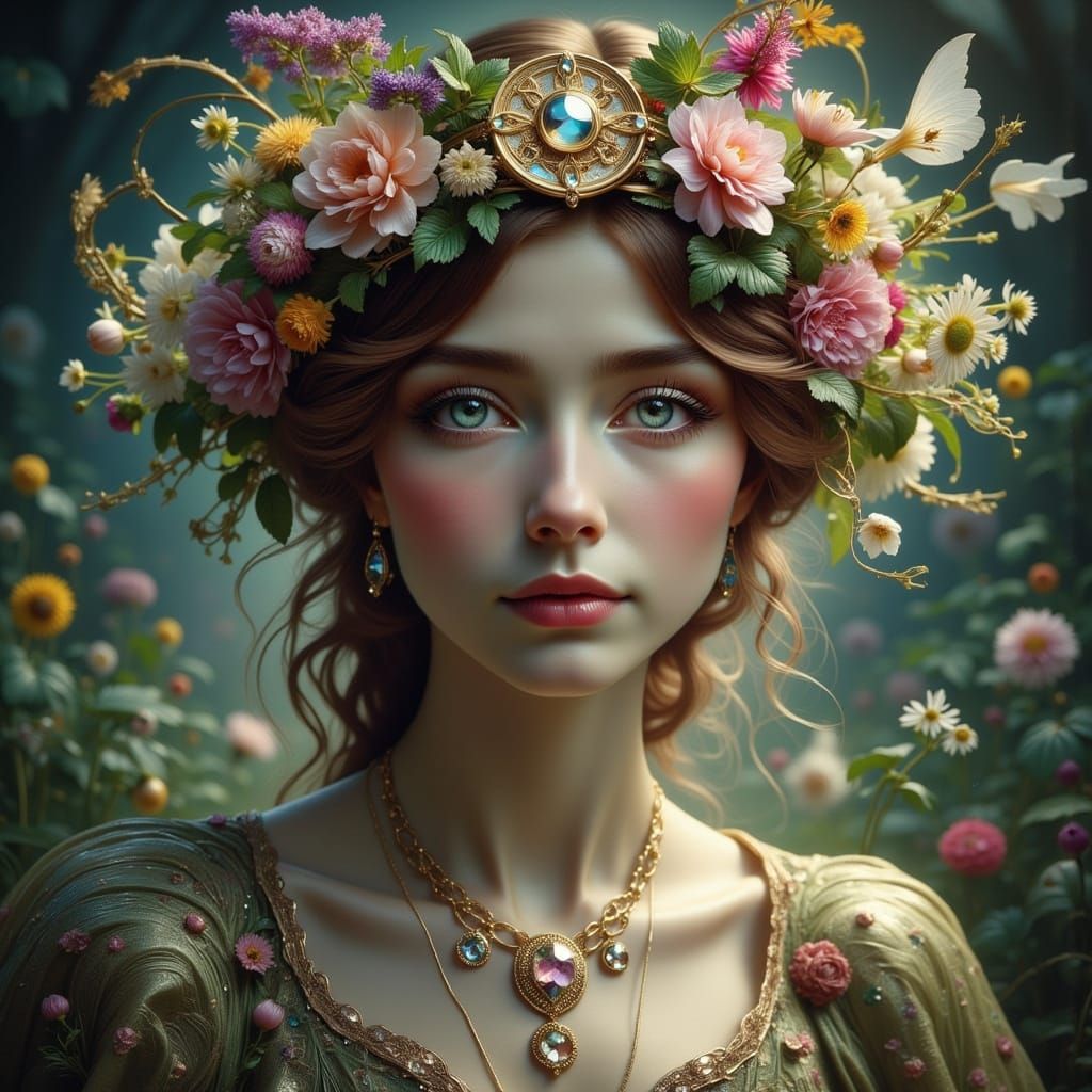 Ethereal Fairy Queen with Spring Crown