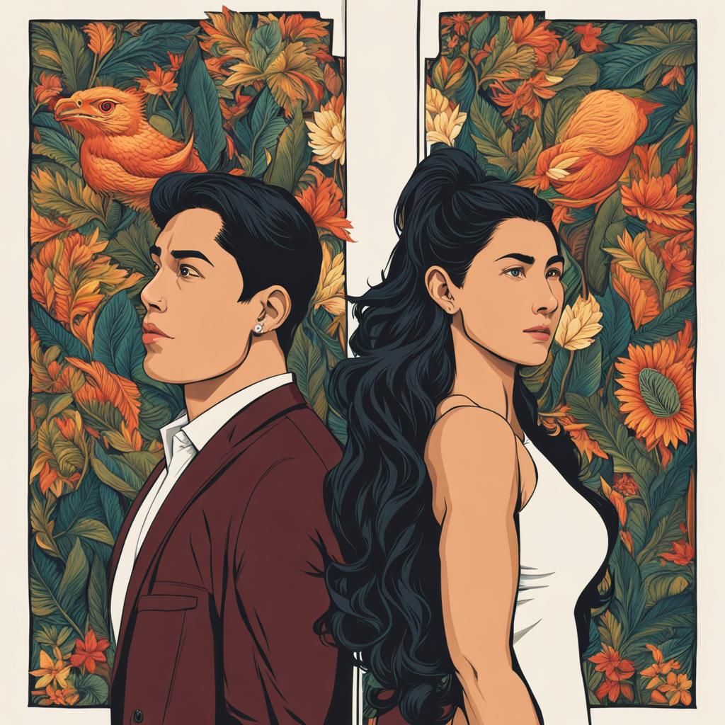 Woman and Man Portrait: A Contrasting Pair