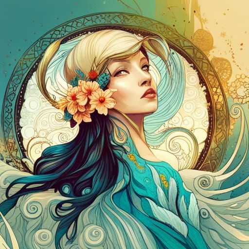 Gorgeous Greek Goddess Digital Painting