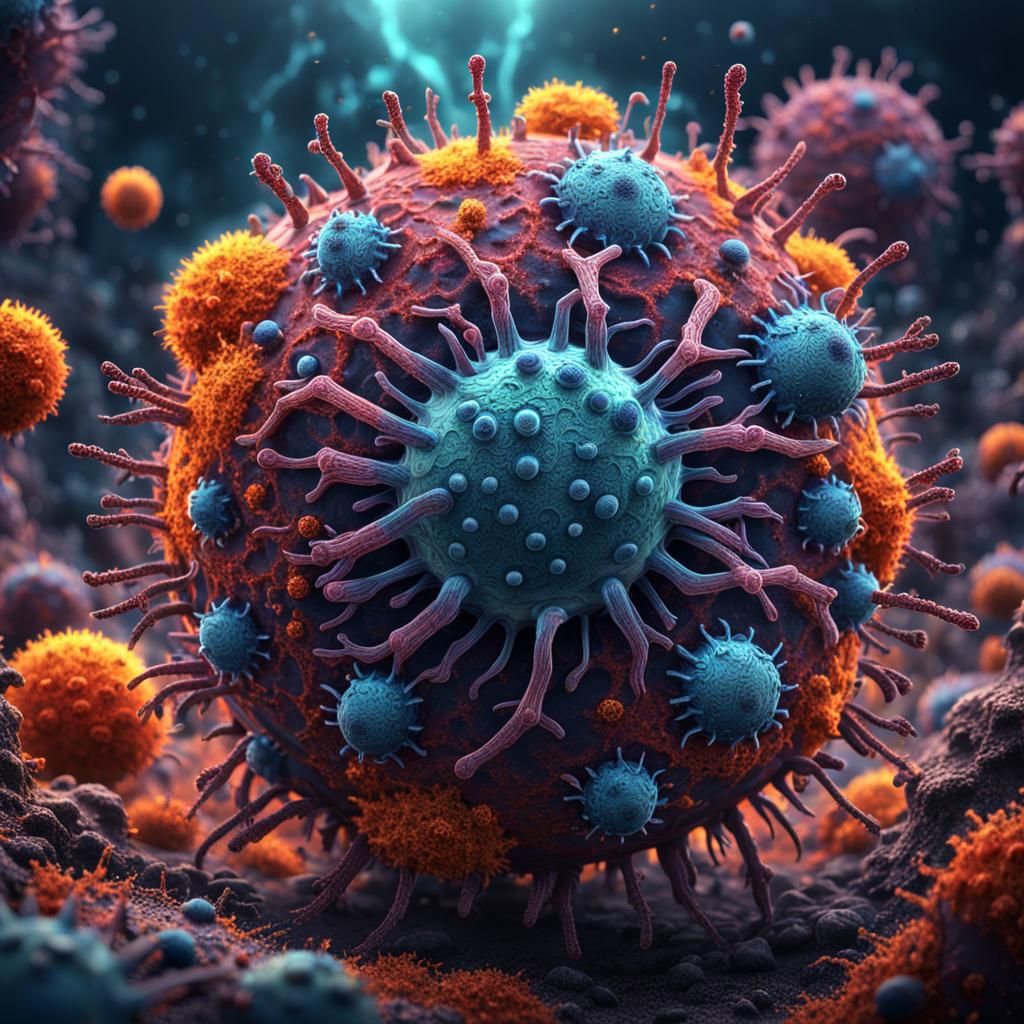 Detailed Microscopic View of Viral Life