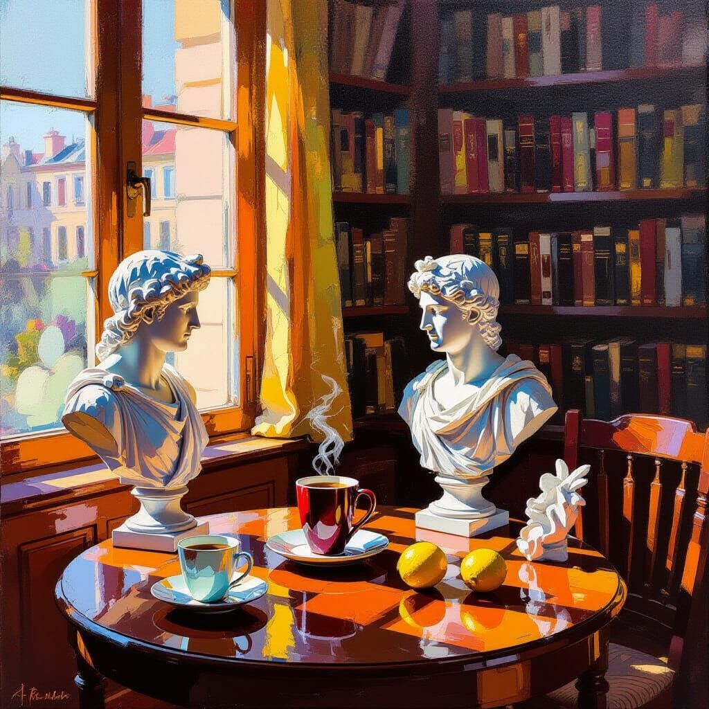 Abstract Expressionist Room with Still Life and Apollo Bust