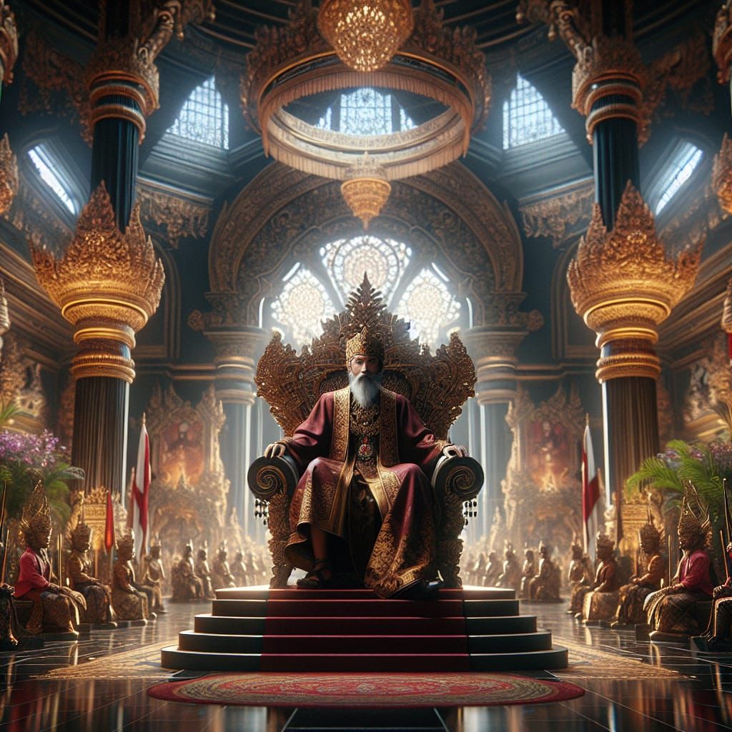 Indonesian Head of State on Throne: Digital Matte Painting