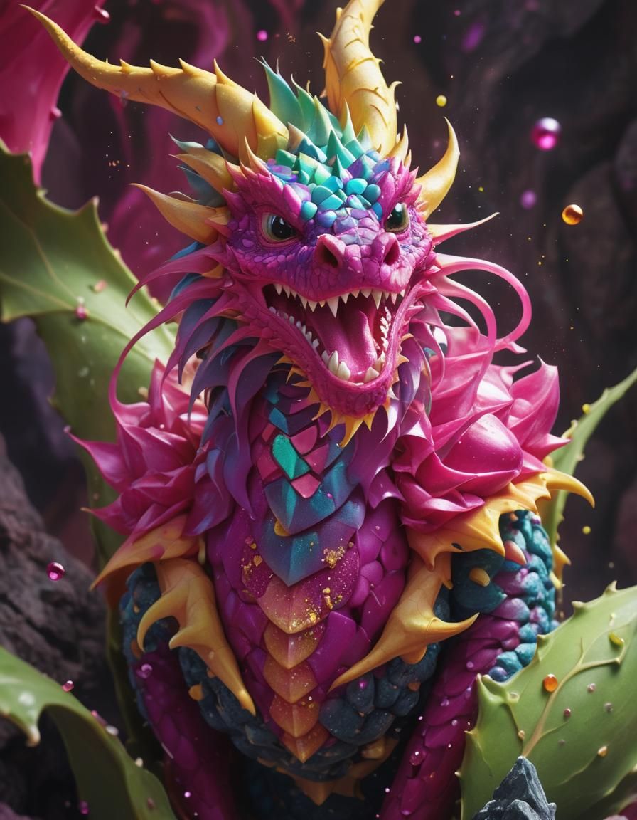 Dragon Fruit Dragon in a Candy Landscape
