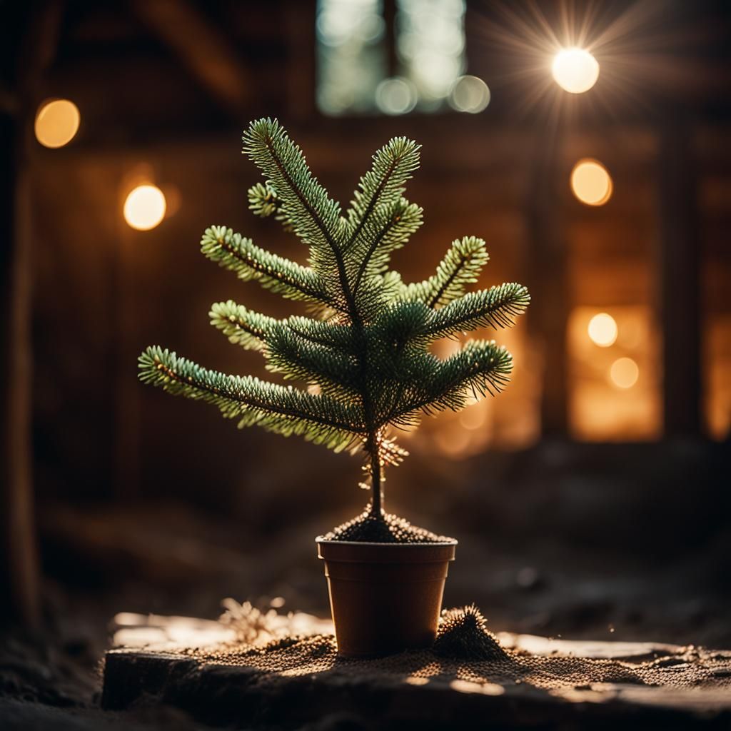 Fir Tree in Old Barn: Candid Macro Photography