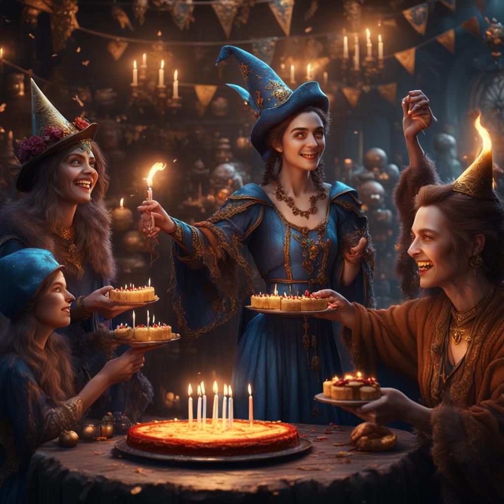 Sorceress Birthday Celebration: Fantasy Concept Art